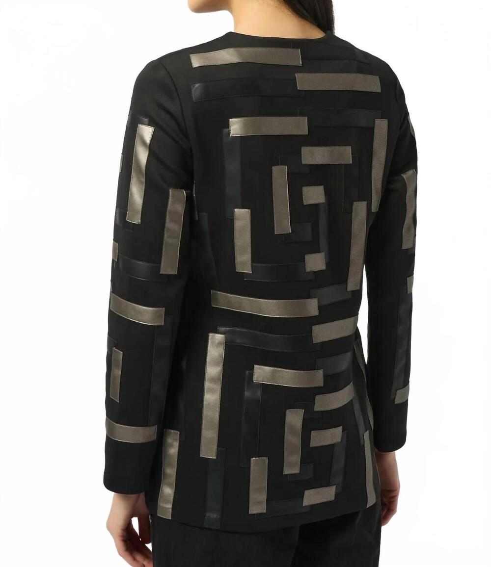 NEW JOSEPH RIBKOFF scuba and leatherette jacket in black - Picture 3 of 4